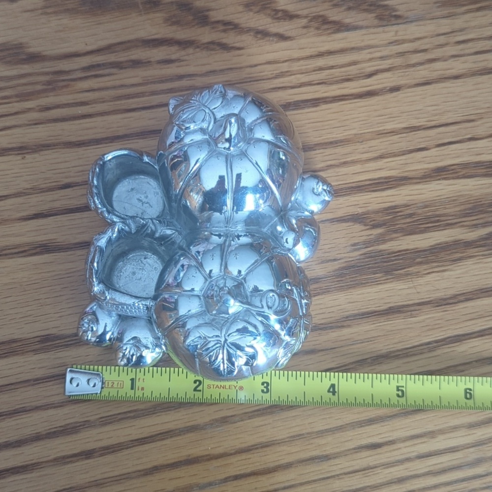 Vintage Contemporary Polished Pewter Sculpture of Pumpkins Candle Stick Holder - Picture 8 of 8